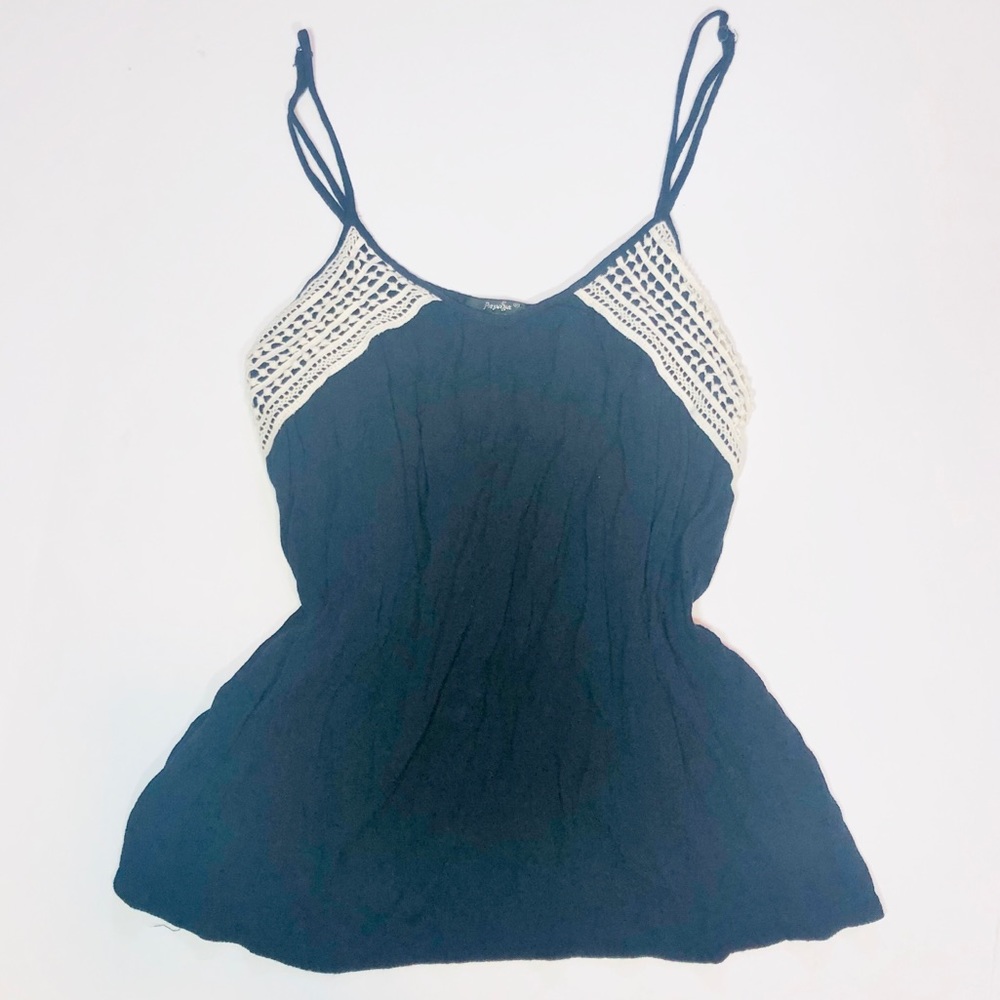 Navy flowy cotton tank top